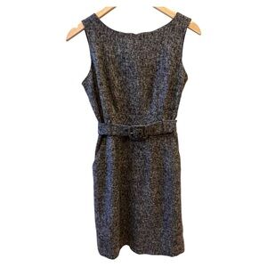 BANANA REPUBLIC dress tweed black sleeveless lined back zip pockets belted 2P